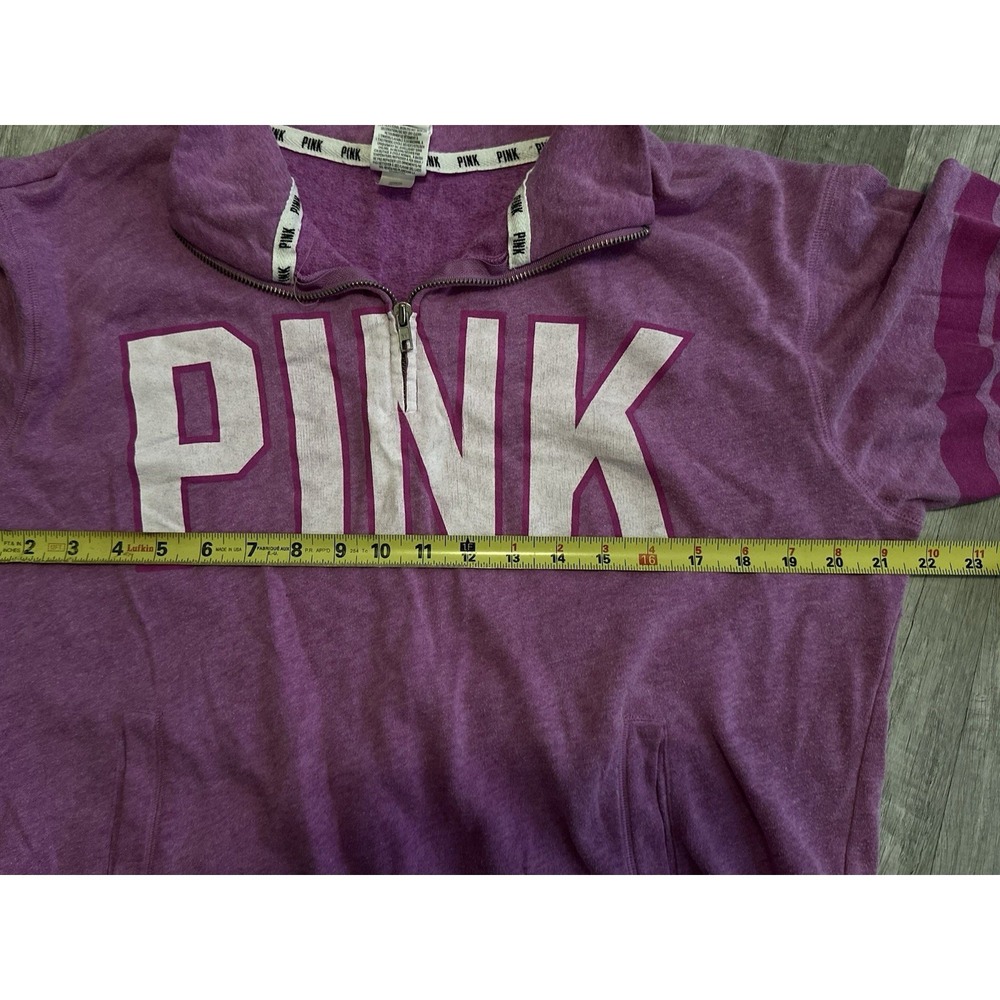PINK Victoria's Secret Quarter Zip Pullover Sweatshirt Pink Women's Size Medium - Picture 10 of 14